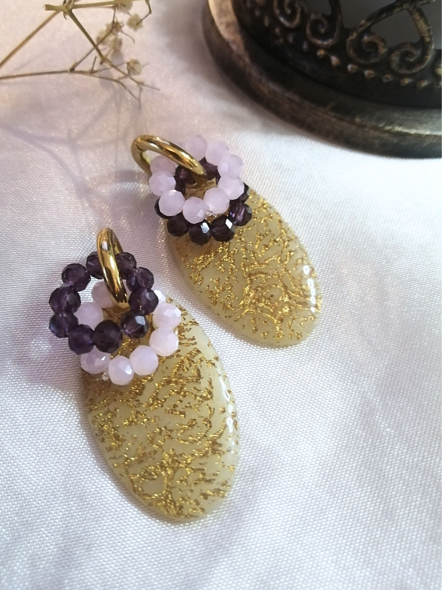 Boucles créoles pampilles interchangeables dorée ou perles