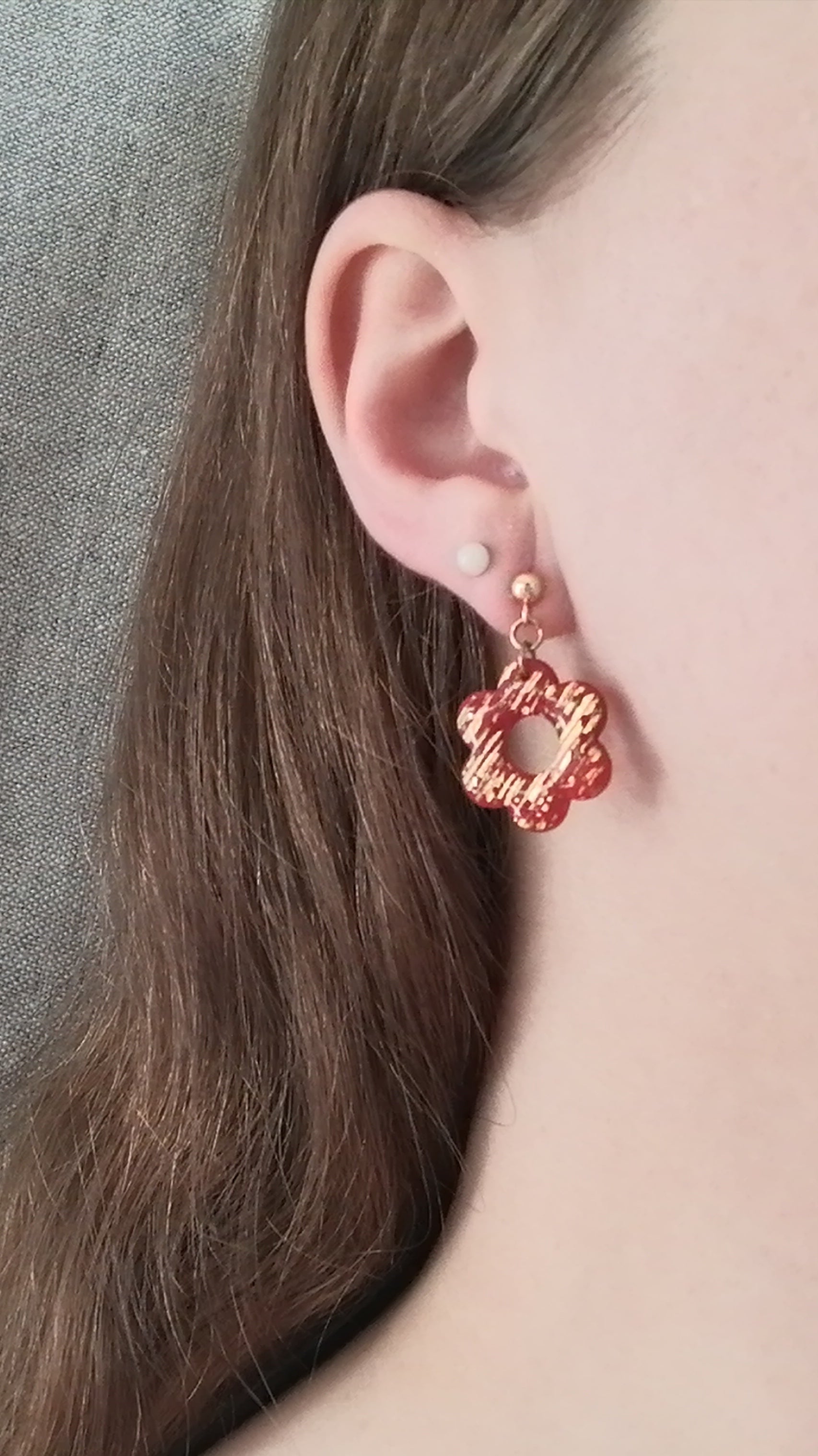 Boucles clou pampille fleur