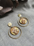 Boucles anneau fleuri doré