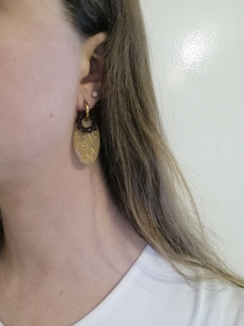 Boucles créoles pampilles interchangeables dorée ou perles