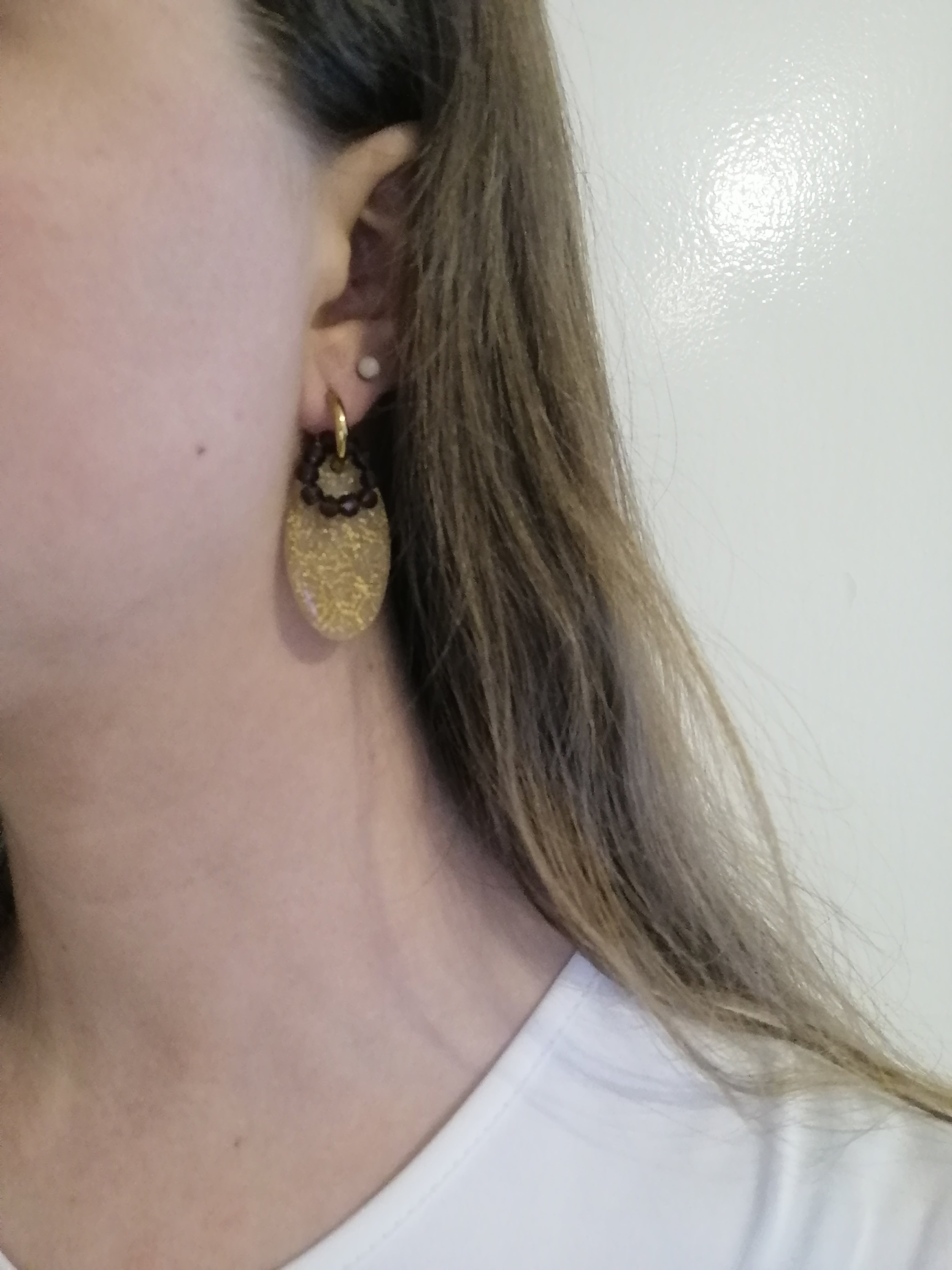 Boucles créoles pampilles interchangeables dorée ou perles