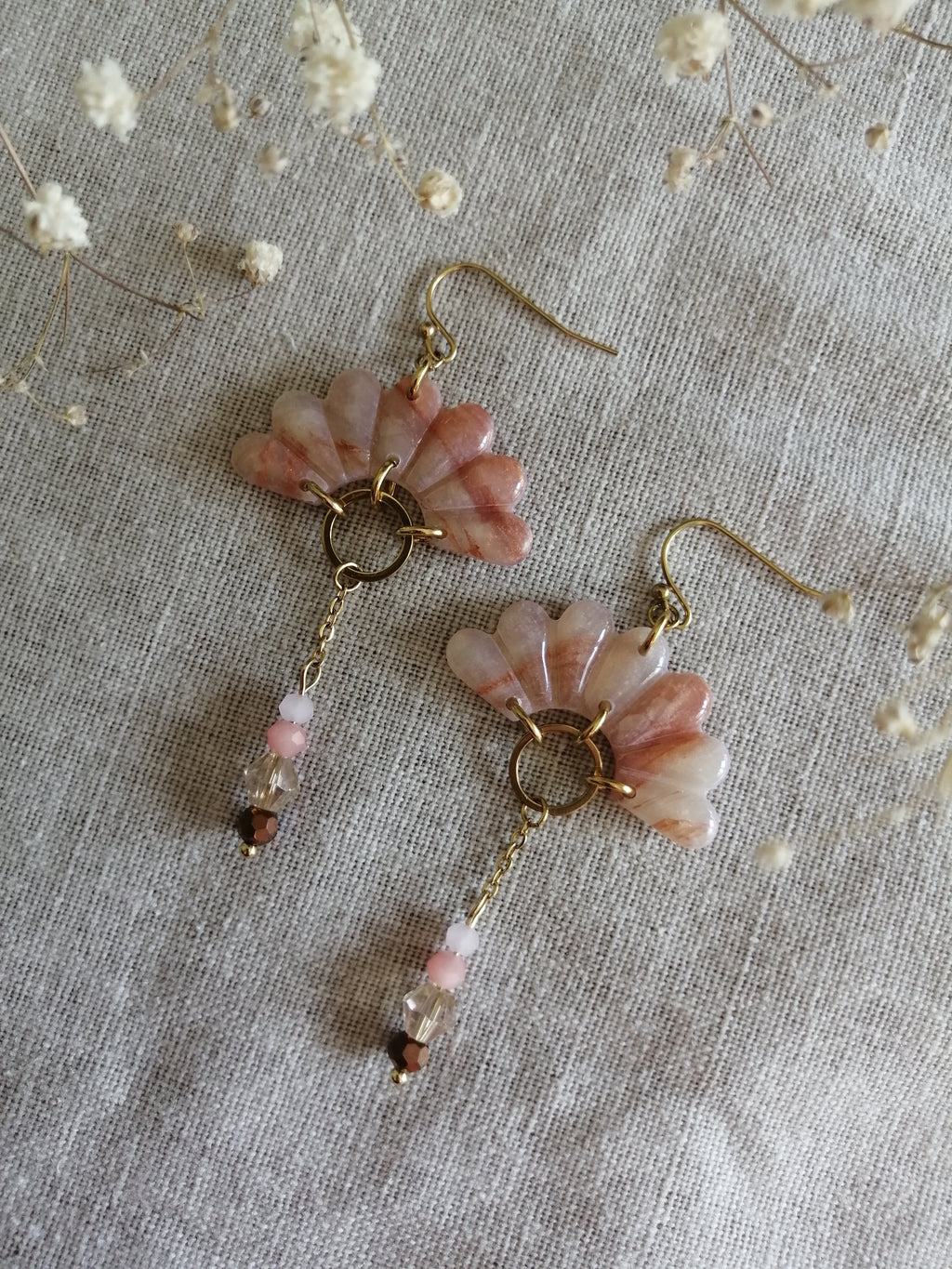Boucles cerf-volant marbré perlé